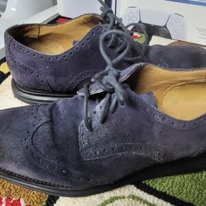 Cole HAAN Men's Classic Suede Oxford Shoes - Blue